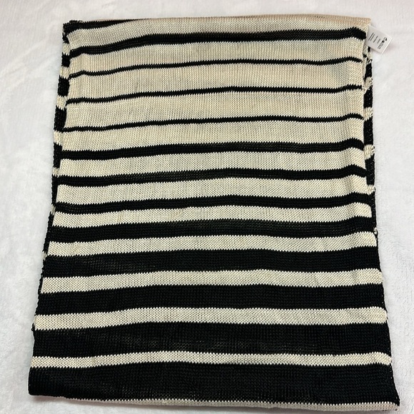 Loft Black/Cream Soft Striped Rayon Infinity Scarf - Picture 3 of 6